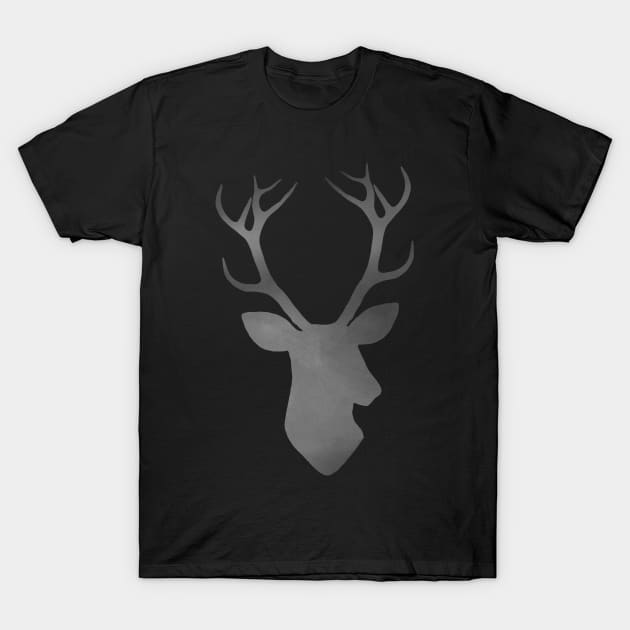 Black deer silhouette T-Shirt by PallKris